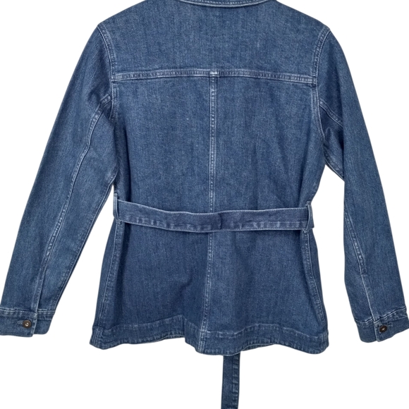 Old Navy Women's Blue Denim Belted Jacket 21in Pit to Pit 27in in Length - Picture 2 of 8